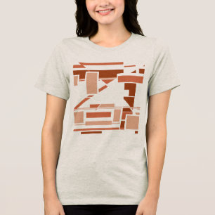 T-shirt En Tri-matière Rust Terracotta Rouge Beige Sud-Ouest Look Abstrai