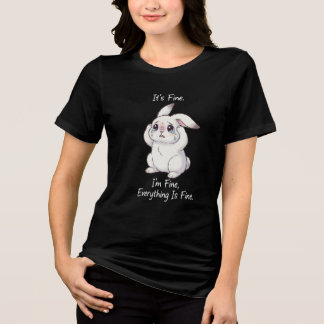 T-shirt En Tri-matière Sad Bunny “It’s Fine” – Cute Funny Crying Rabbit M