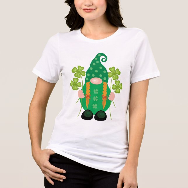T-shirt En Tri-matière Saint Patrick’s Day Gnome avec Shamrock (Recto)