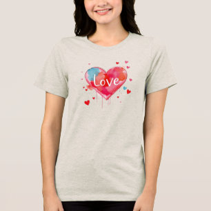 T-shirt En Tri-matière Saint Valentin Artsy Aquarelle Moderne Amour Coeur