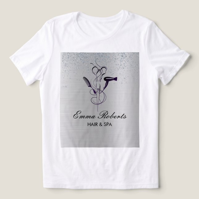 T-shirt En Tri-matière Salon de beauté Silver Glitter (Design Recto)