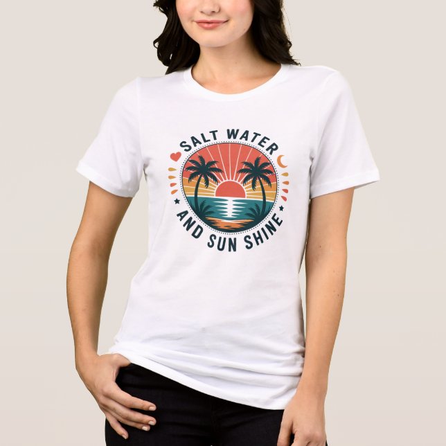 T-shirt En Tri-matière Salt Water & Sunshine Vibes" - Plage tropicale (Recto)