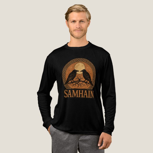 T-shirt En Tri-matière Samhain Pagan Wiccan Celtic Ravens (Recto complet)