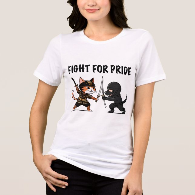 T-shirt En Tri-matière Samurai Cat vs Ninja Dog - Epic Animal Shodown (Recto)