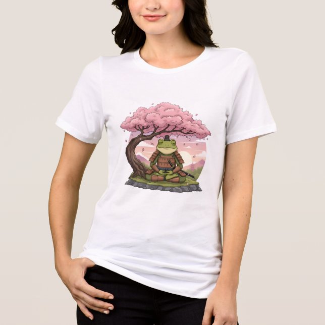 T-shirt En Tri-matière Samurai Frog Meditating Cute Funny White Womens (Recto)