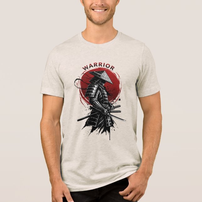 T-shirt En Tri-matière Samurai Warrior Rising Sun Japanese Ink Style (Recto)