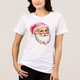 T-shirt En Tri-matière Santa Claus Retro Fille de Noël rose Père Noël