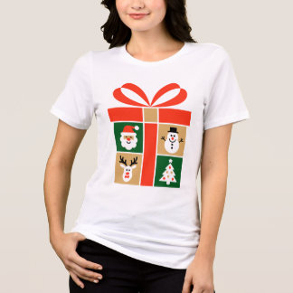 T-shirt En Tri-matière Santa, Reindeer, Snowman & Tree Art