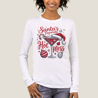 T-shirt En Tri-matière Santa's favorite hot mess, christmas shirt, festiv