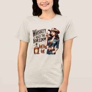T-shirt En Tri-matière Sassy Retro Girl - Whiskey tue l'ennui Tri-Blen