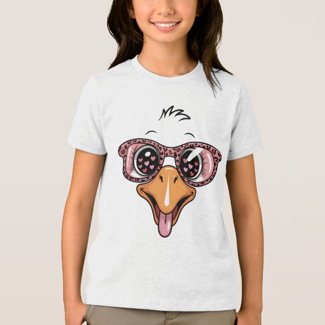 T-shirt En Tri-matière Sassy Valentine Goose Face with Leopard Sunglasses (Recto)