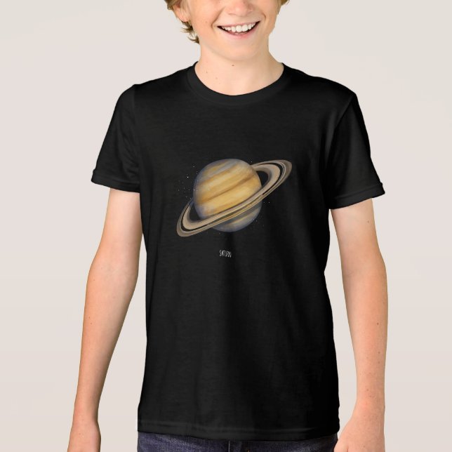 T-shirt En Tri-matière Saturne artistique avec anneaux vibrants (Recto)