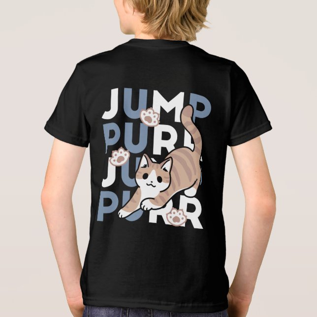 T-shirt En Tri-matière Sauter Purr Jump : Conception de chat joueuse avec (Verso)