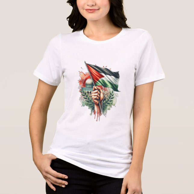 T-SHIRT  EN TRI-MATIÈRE SAUVER GAZA (Recto)