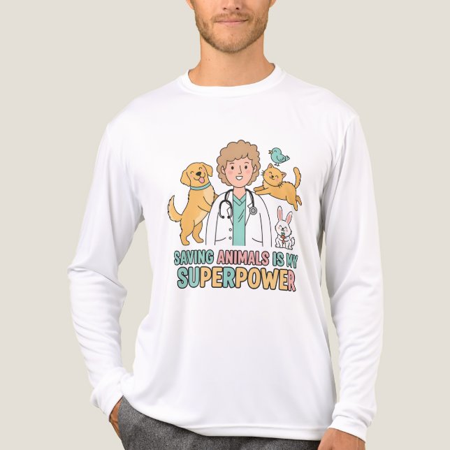 T-shirt En Tri-matière Saving Animals Is My Superpower – Funny Veterinari (Recto)