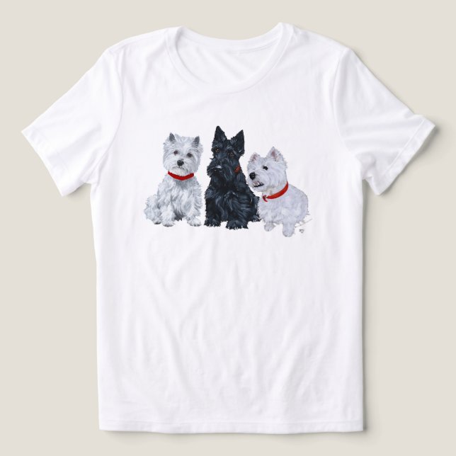 T-shirt En Tri-matière Scottish Terrier avec deux Westies (Design Recto)