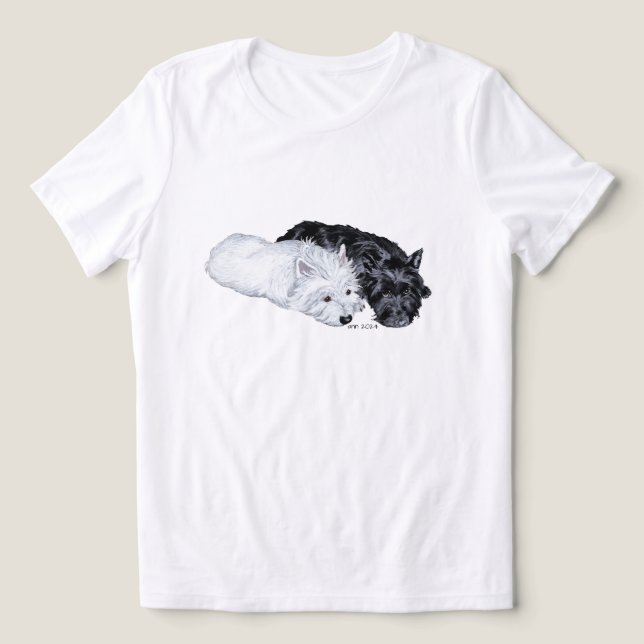 T-shirt En Tri-matière Scottish Terrier avec Westie (Design Recto)