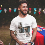 T-shirt En Tri-matière Script Best Daddy Ever | Garde-photos de famille<br><div class="desc">Envoyez un beau cadeau de fête des pères personnalisé à votre père qu'il chérira. Collage photo de famille de fêtes des pères personnalisées spéciales pour afficher vos photos et souvenirs de famille spéciaux. Notre design comprend un design simple 4 photo collage grille avec "Best Daddy Ever" conçu dans un beau...</div>