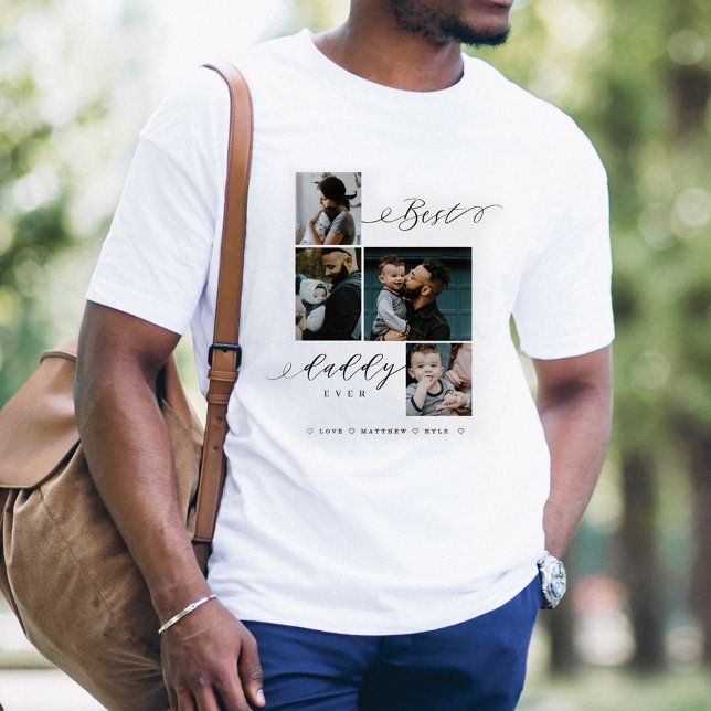 T-shirt En Tri-matière Script Best Daddy Ever | Garde-photos de famille (Best Daddy Ever Script | Family Photo Keepsake Tri-Blend Shirt)