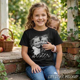 T-shirt En Tri-matière Script élégant pour sœur et frère avec photo perso