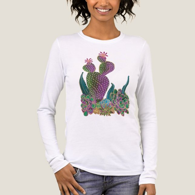T-shirt En Tri-matière Sedona Cactus Flower Long Sleeve T shirt (Recto)