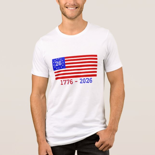 T-SHIRT  EN TRI-MATIÈRE SÉMIQUINCENTENAIRE : 1776 - 2026 (Recto)