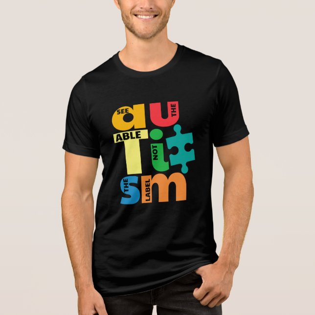 T-shirt En Tri-matière Sensibilisation sur l'autisme Voir Able Not Étique (Recto)