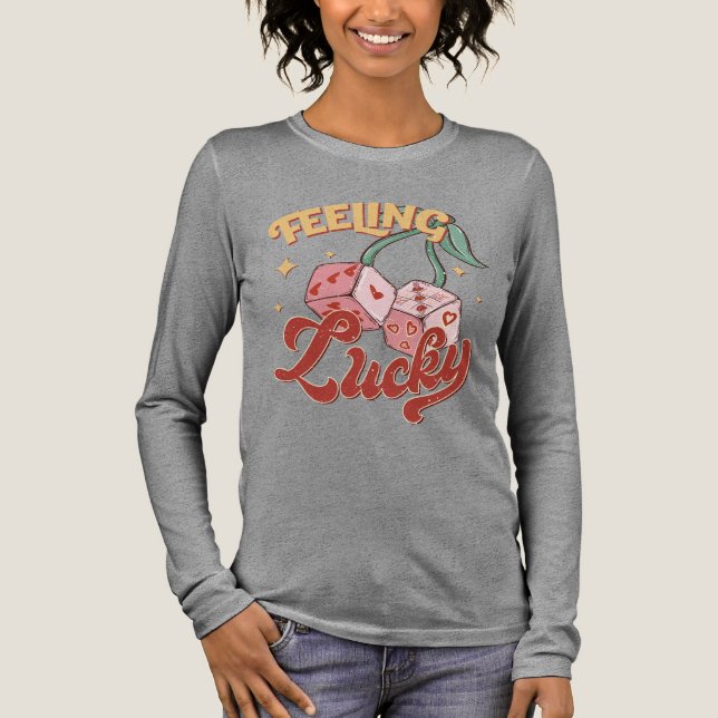 T-shirt En Tri-matière Sentiment Lucky Dice Retro Typographie (Recto)