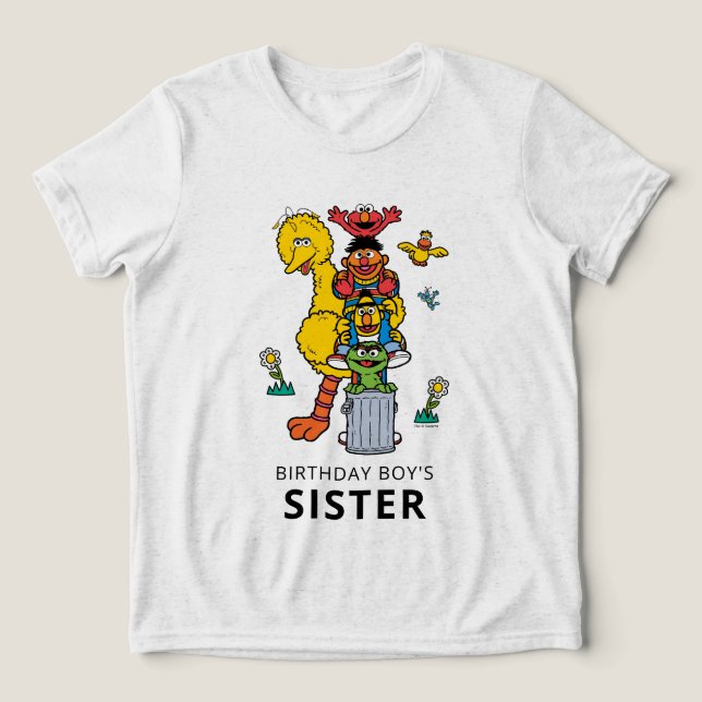 T-shirt En Tri-matière Sesame Street Characters & Street Sign Birthday Tr (Design Recto)