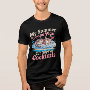 T-shirt En Tri-matière Siestes drôles de chats d'été et cocktails - Félin