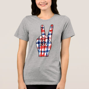 T-shirt En Tri-matière Signe de paix patriotique Motif de drapeau américa