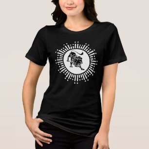 T-shirt En Tri-matière Signe du zodiaque Lion avec des étoiles Noir et Bl