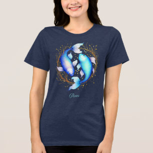 T-shirt En Tri-matière Signe Zodiaque Pisces, Deux Poissons Koi Gracieux