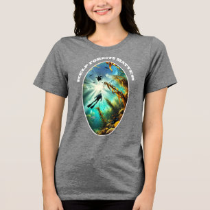 T-shirt En Tri-matière Silhouette de plongeur avec tortue, poisson et var