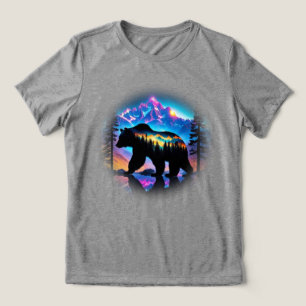 T-shirt En Tri-matière Silhouette d'un ours montrant le paysage naturel
