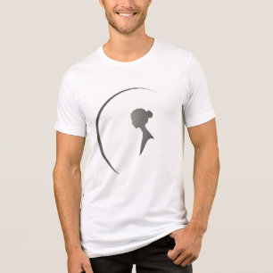 T-shirt En Tri-matière Silhouette Féminine Élégante Art Minimaliste Crois