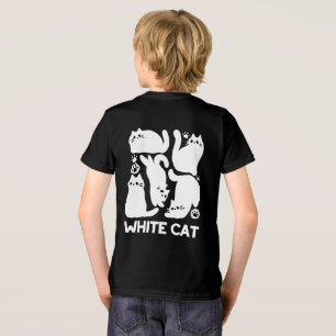 T-shirt En Tri-matière Silhouettes de chaton blanc - Design Feline mignon