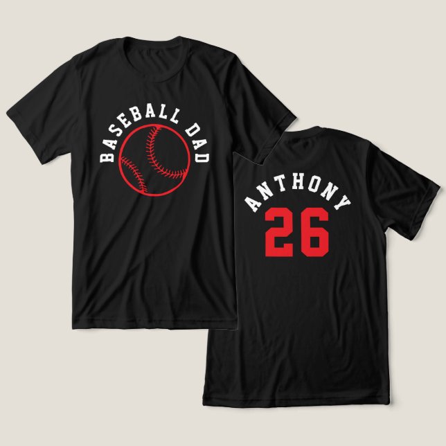 T-shirt En Tri-matière Simple Double-Sided Baseball Parent Kid Name (Design Recto & Verso)