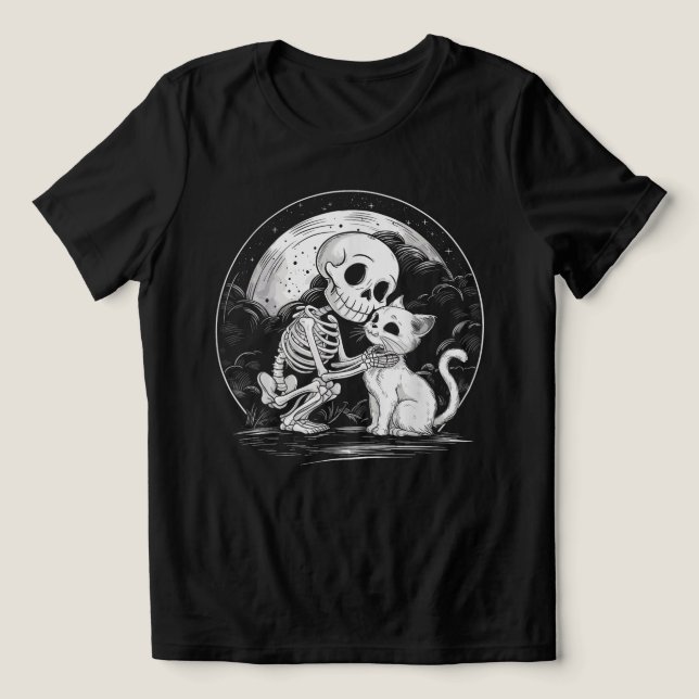 T-shirt En Tri-matière Skeleton Cat Crâne Kitty - Gote mignonne Halloween (Design Recto)