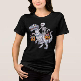 T-shirt En Tri-matière Skeleton équitation maman Dinosaur T rex Halloween