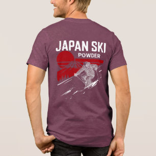 T-shirt En Tri-matière Skieur de poudreuse rétro Japon Mt Fuji