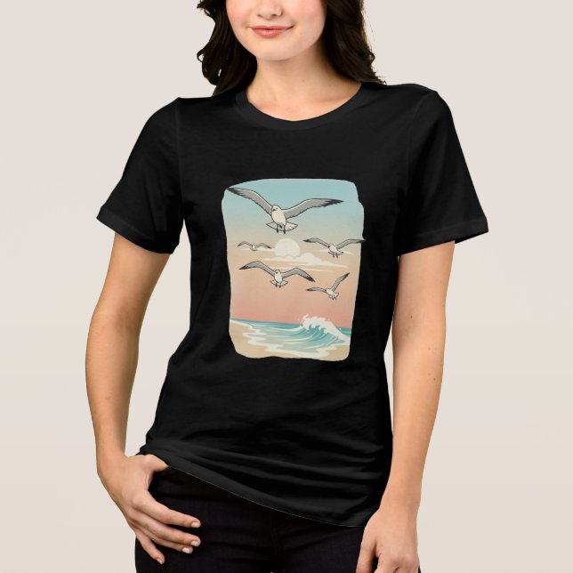 T-shirt En Tri-matière “Sky Dance Seagulls – Beach Freedom Tee” (Recto)
