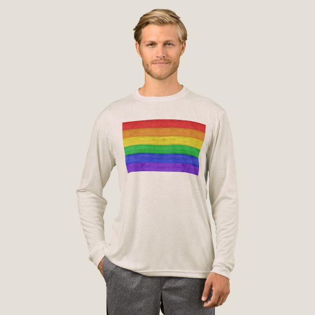 T-shirt En Tri-matière SlipperyJoe's pride wooden flag horizontal rainbow (Recto complet)