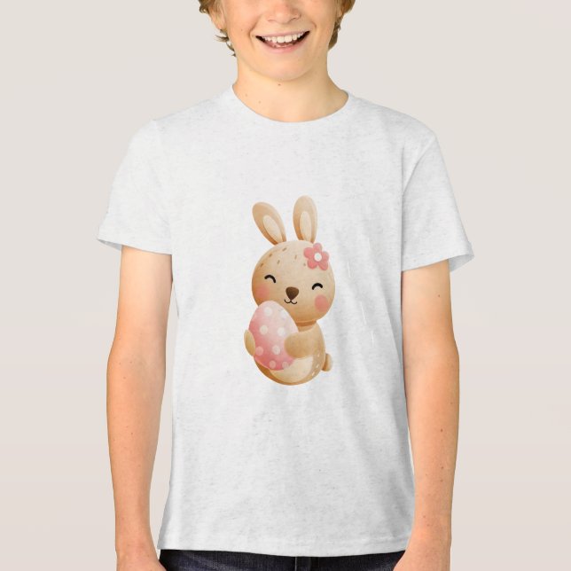 T-shirt En Tri-matière Smiling Bunny with Easter Egg (Recto)