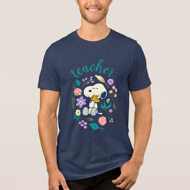 T-shirt En Tri-matière Snoopy & Woodstock Flower Hug Teacher (Recto)