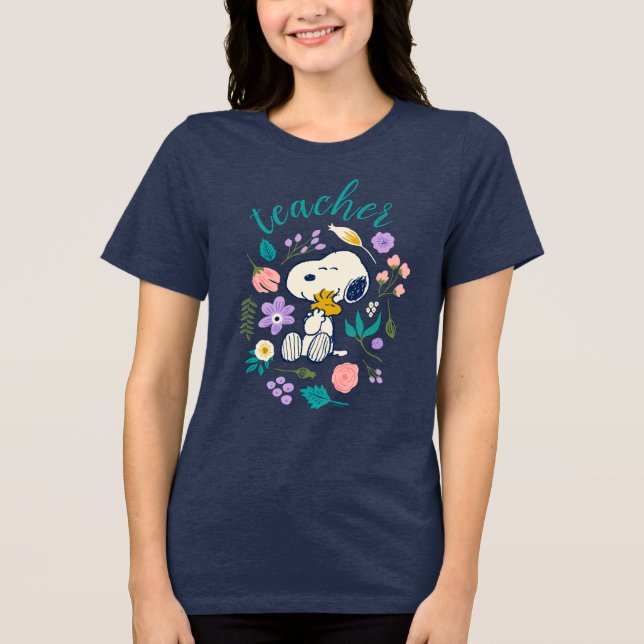 T-shirt En Tri-matière Snoopy & Woodstock Flower Hug Teacher (Recto)