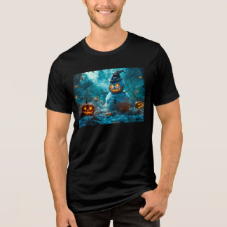 T-shirt En Tri-matière Snowman d'Halloween déplaisant avec des yeux brill