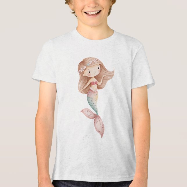 T-shirt En Tri-matière Soft Pastel Mermaid with Floral Hair (Recto)