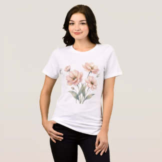 T-shirt En Tri-matière Soft Pink Floral Watercolor Bouquet Art