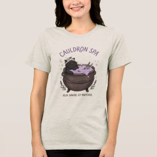 T-shirt En Tri-matière Soin du Chaudron Noir Chat Sorcière Halloween 